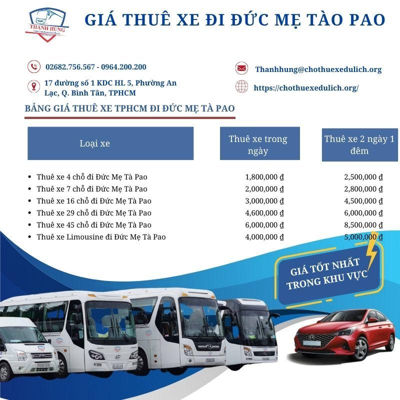 Giá thuê xe đi tà Pao