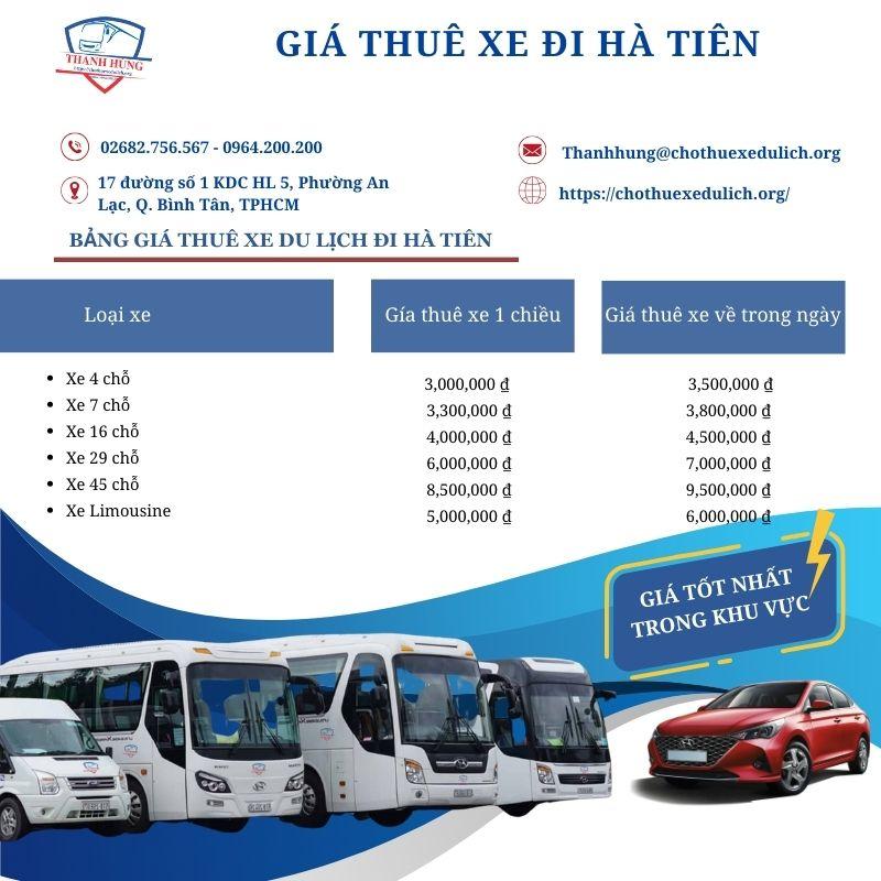 Gía thuê xe đi Hà Tiên