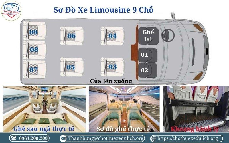 Sơ đồ ghế xe Limousine 9 chỗ